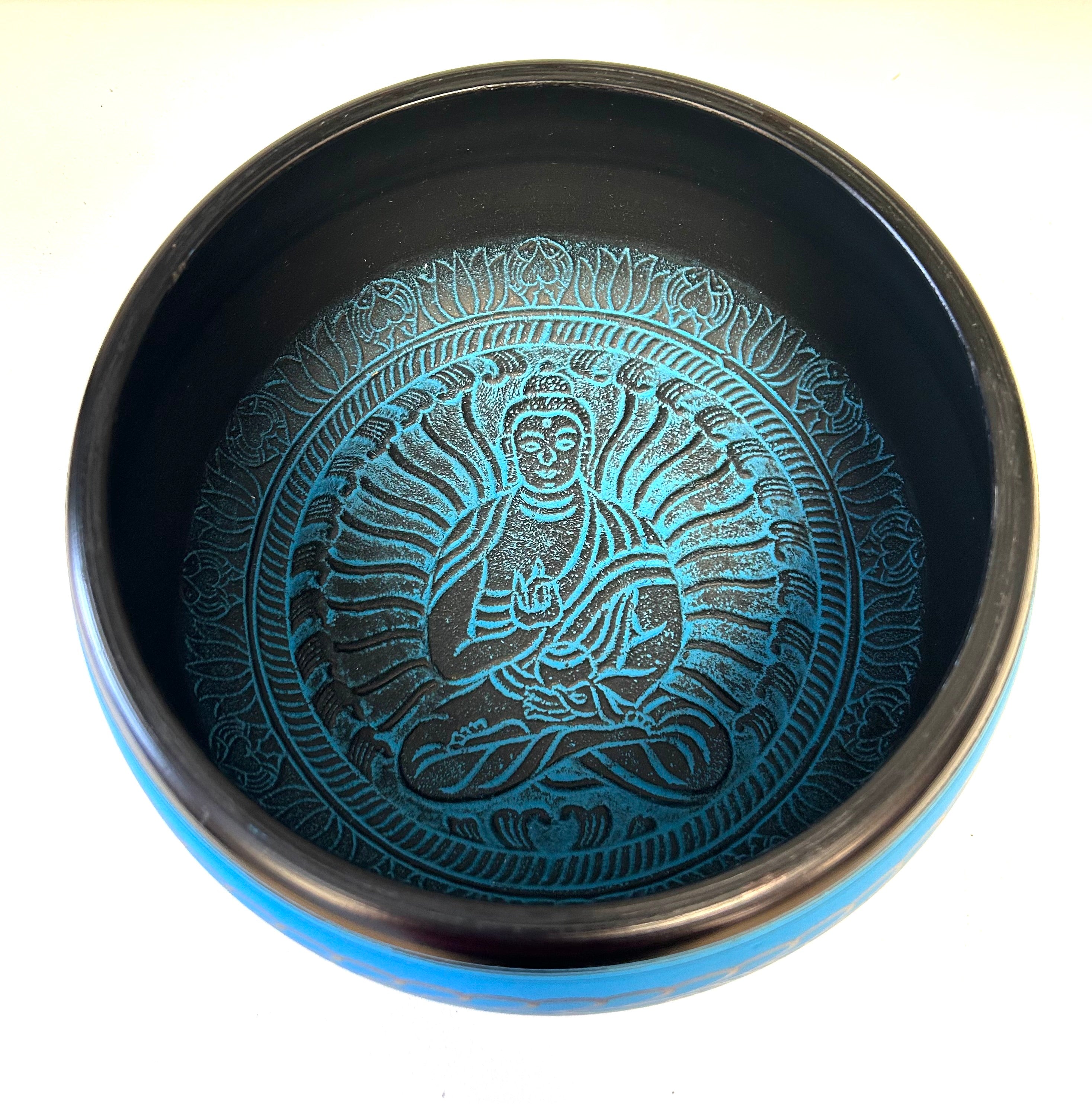 Blue Carved Medicine Buddha Singing Bowl 8” - Lighten Up Shop