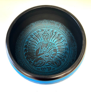 Blue Carved Medicine Buddha Singing Bowl 8” - Lighten Up Shop