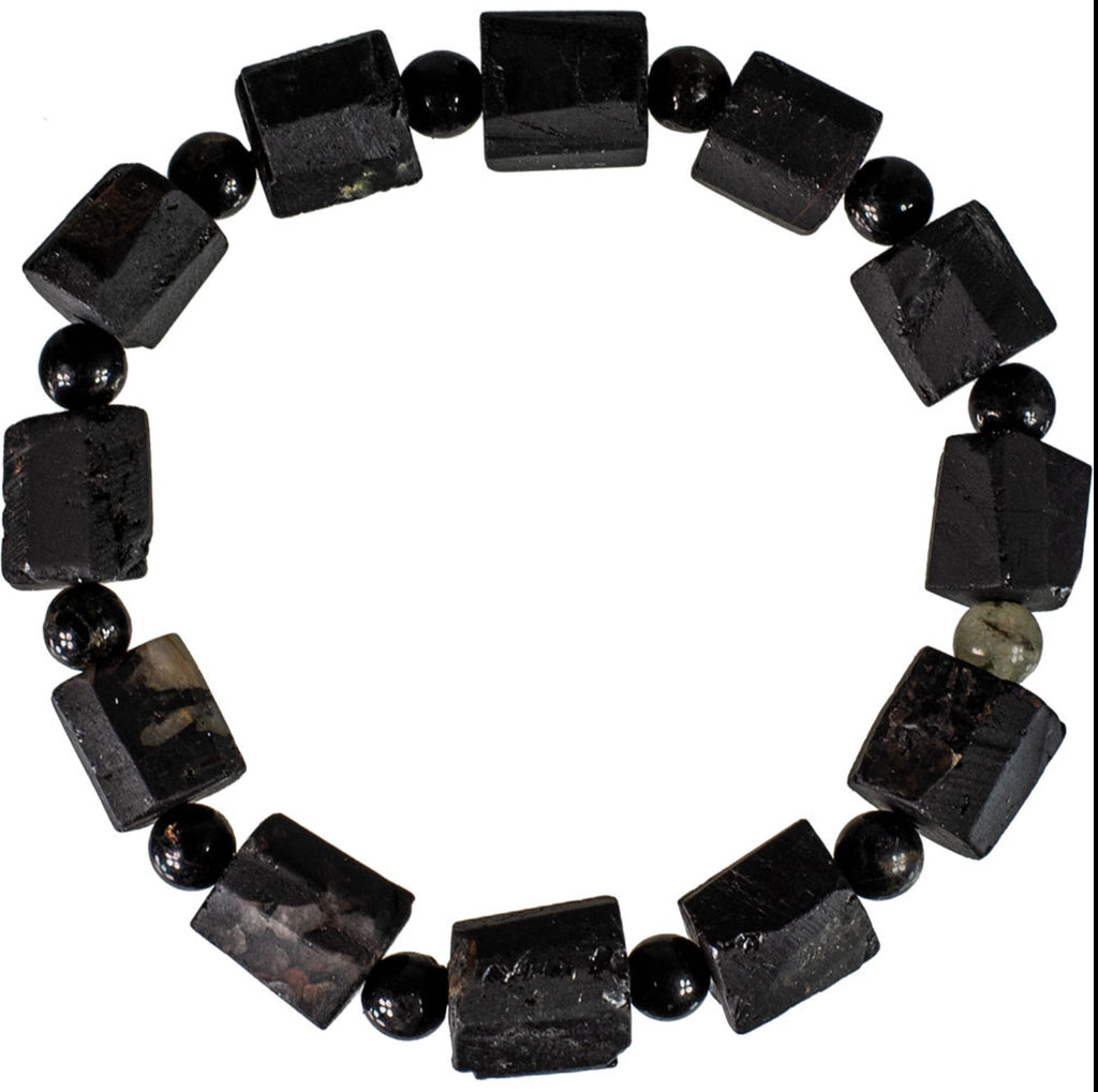 Black Tourmaline Tube Bracelet 4mm/12mm - Lighten Up Shop