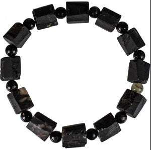 Black Tourmaline Tube Bracelet 4mm/12mm - Lighten Up Shop