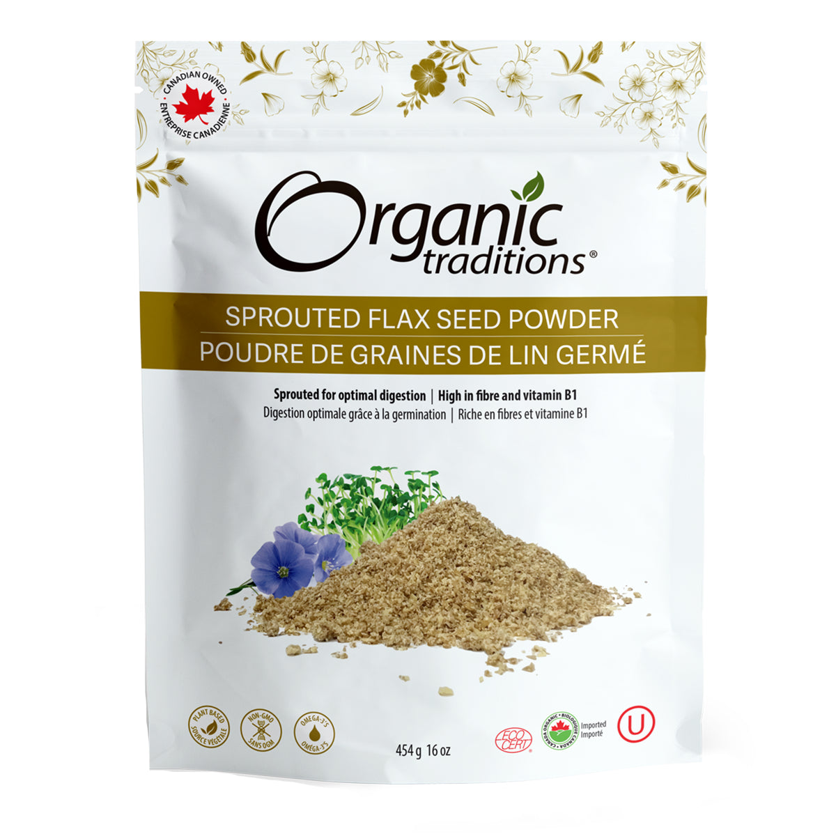 Organic Traditions Sprouted Flax Seed Powder 454g