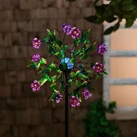 Solar Metal Wind Spinner Green Hummingbird and Flowers 74" - Lighten Up Shop