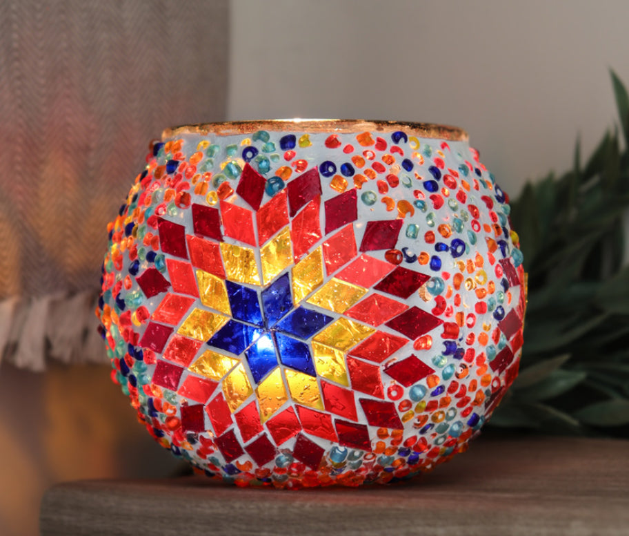 Turkish Mosaic Candle Holder - Multi Star - Lighten Up Shop