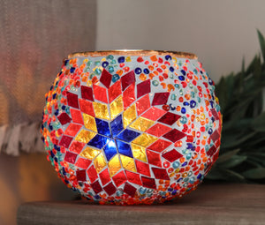 Turkish Mosaic Candle Holder - Multi Star - Lighten Up Shop