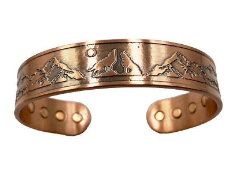 Copper Wolf & Mountains Bracelet - Lighten Up Shop