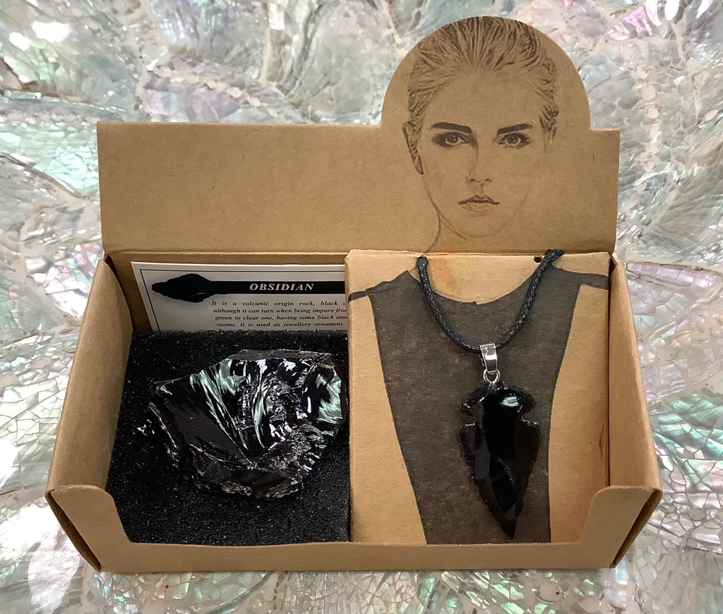 Obsidian Arrowhead Pendant Gift Set - Lighten Up Shop