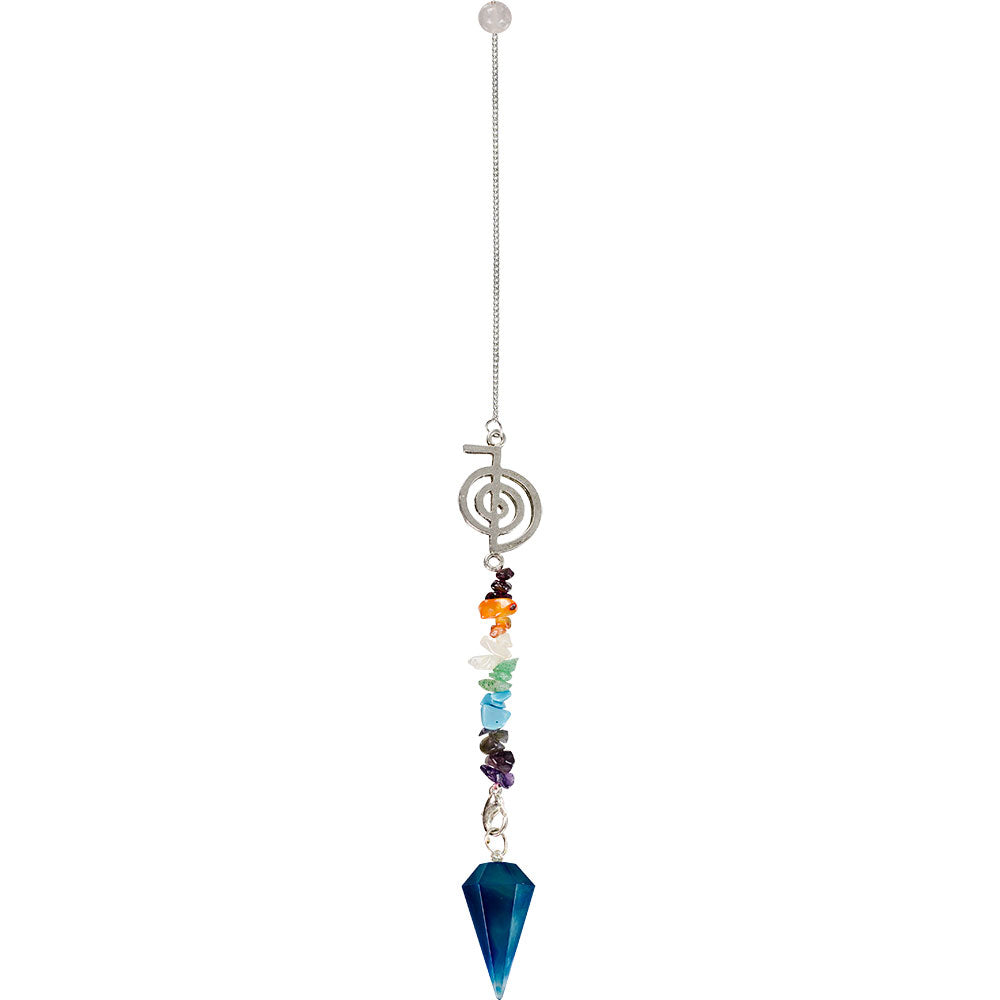 Blue Onyx Chakra w/ Reiki Symbol Pendulum - Lighten Up Shop