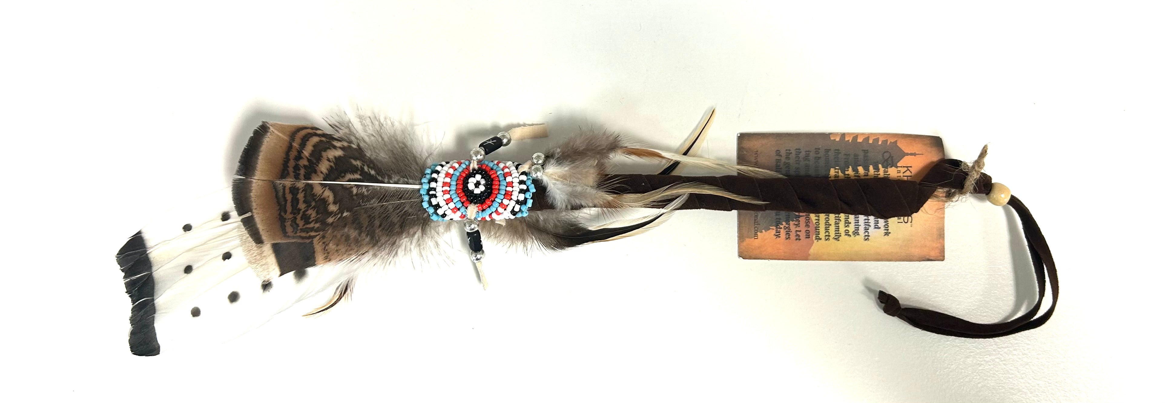 Triple Feather Beaded Smudging Feather - Lighten Up Shop