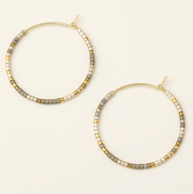 Chromacolor Miyuki Small Hoop Earring - Pewter Multi/Gold - Lighten Up Shop