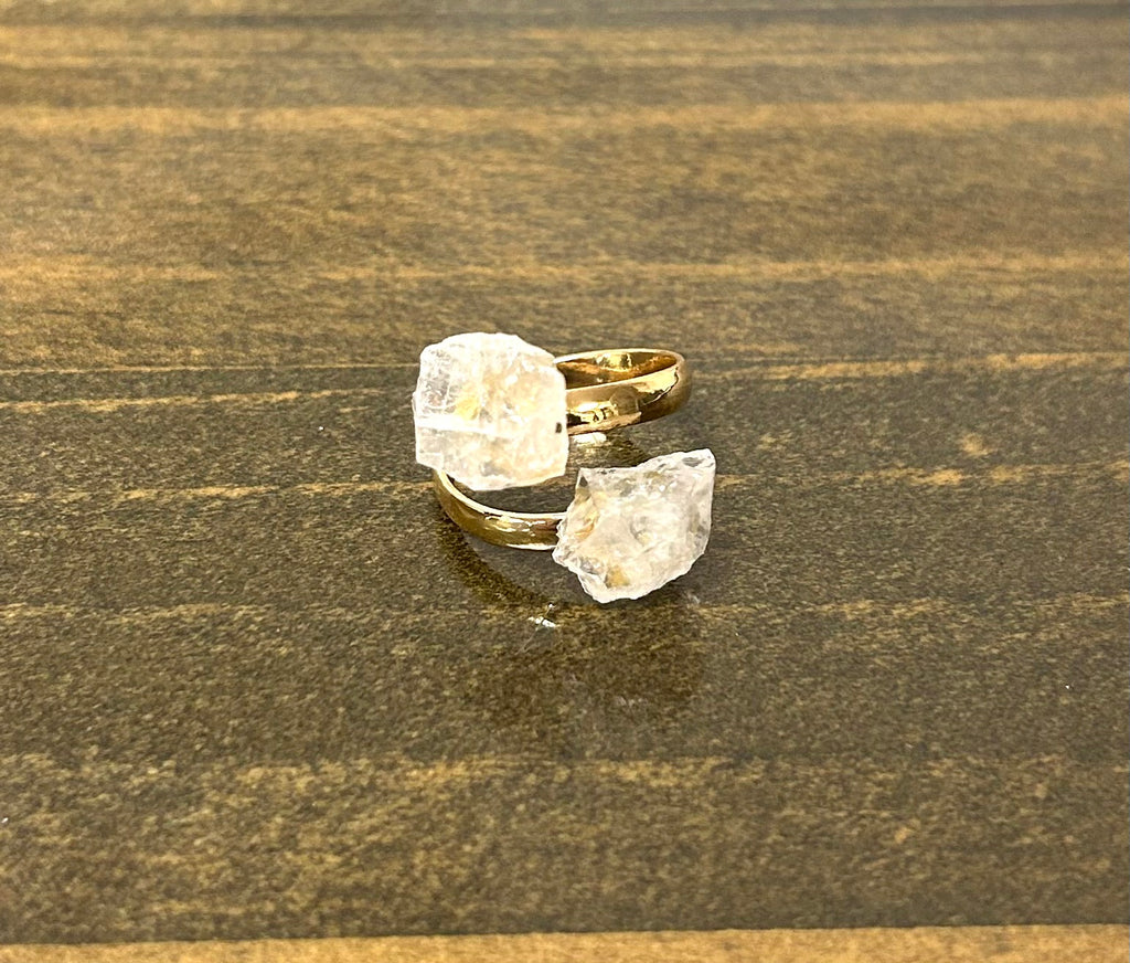 Rose Quartz Raw Adjustable Ring - Lighten Up Shop
