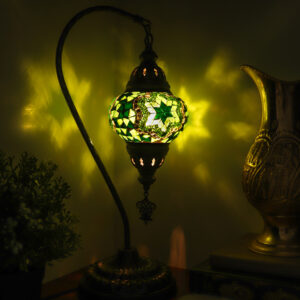 Turkish Swan Neck Mosaic Table Lamp Green - Lighten Up Shop