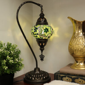 Turkish Swan Neck Mosaic Table Lamp Green - Lighten Up Shop