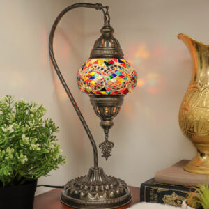 Turkish Swan Neck Mosaic Table Lamp Multi Colour - Lighten Up Shop