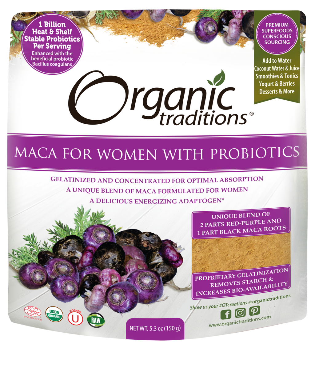 Organic Traditions Maca For Women With Probiotics - Lighten Up Shop